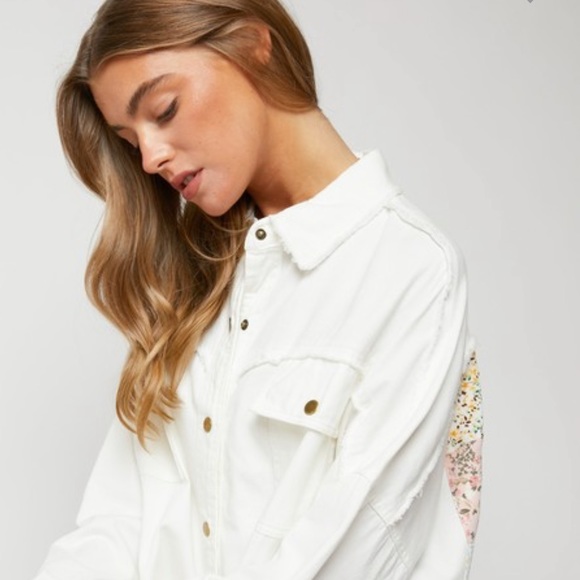 Davi & Dani Multi Knit Lace Patch Work Button Down Jacket - Picture 3 of 7